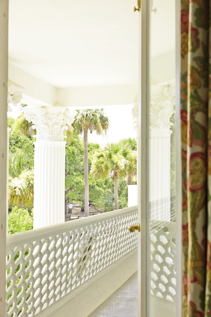 The ironwork screen on the second-floor balcony was repaired and restored, The columns required major repairs as well. The ornate capitals, which were “crumbling to the touch,” according to architect Eddie Fava, were reproduced with traditional methods and plaster to match the originals.
