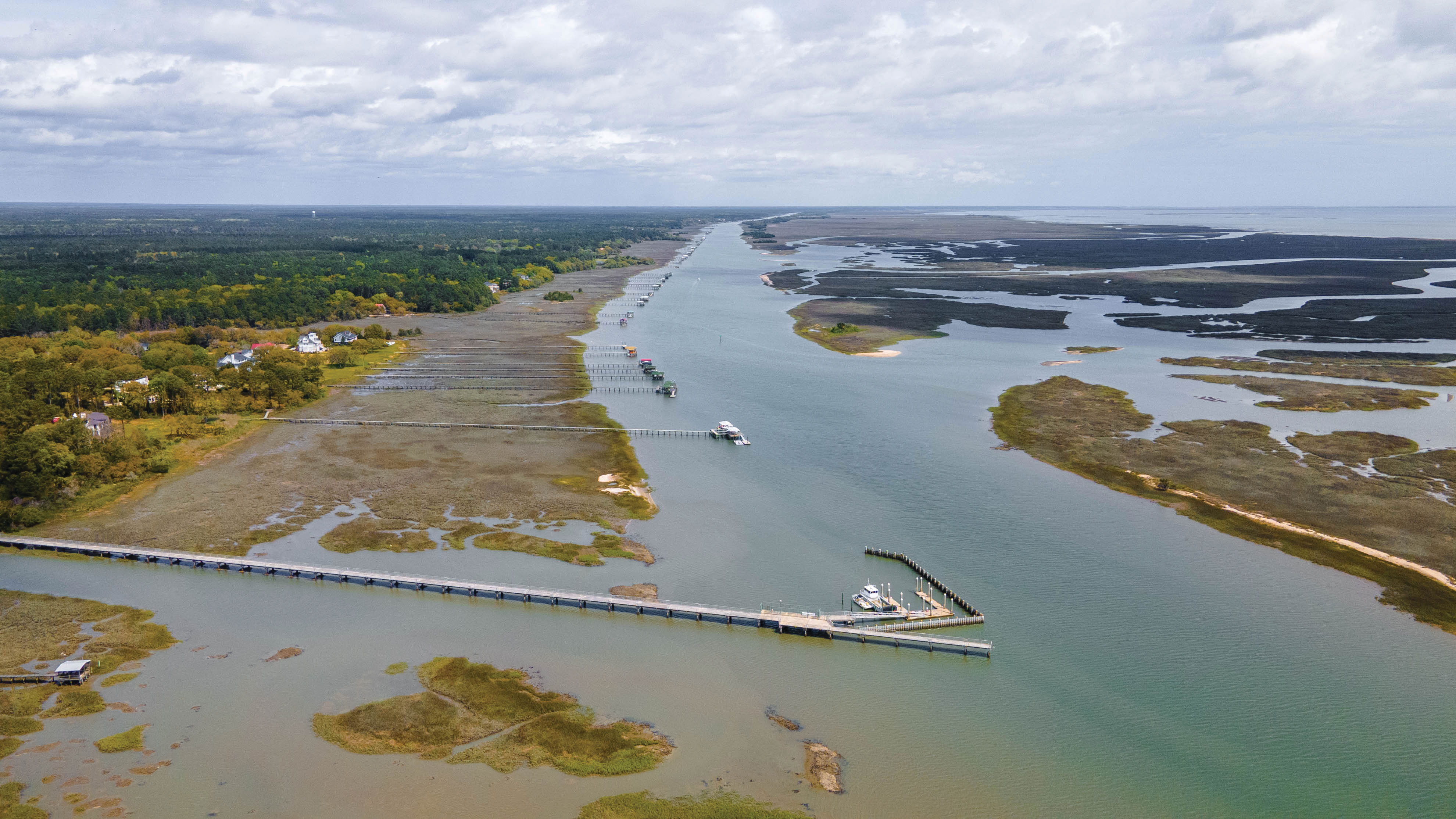 Class 1 Wilderness: Leaving Garris Landing (closest pier above) and crossing the Intracoastal to wind through the 25,000 acres of salt marsh and estuaries between the mainland and Bulls Island, you enter a pristine paradise basically untouched by human interference.