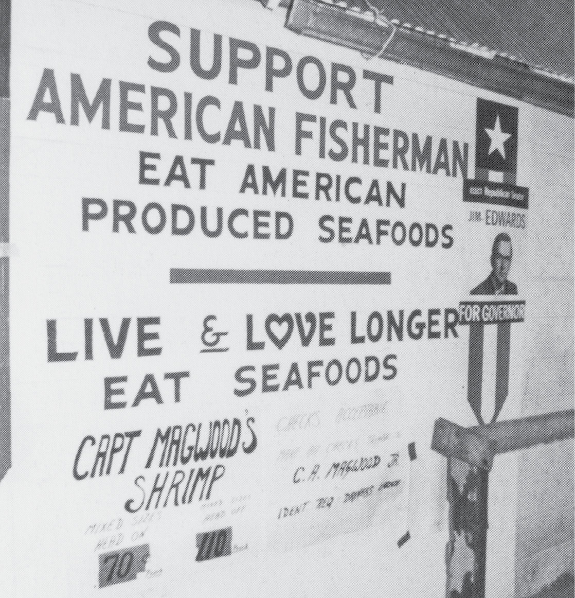 The Magwoods have touted the “buy local” slogan for decades, as evidenced by the sign at C A Magwood Jr &amp; Sons seafood and dock.