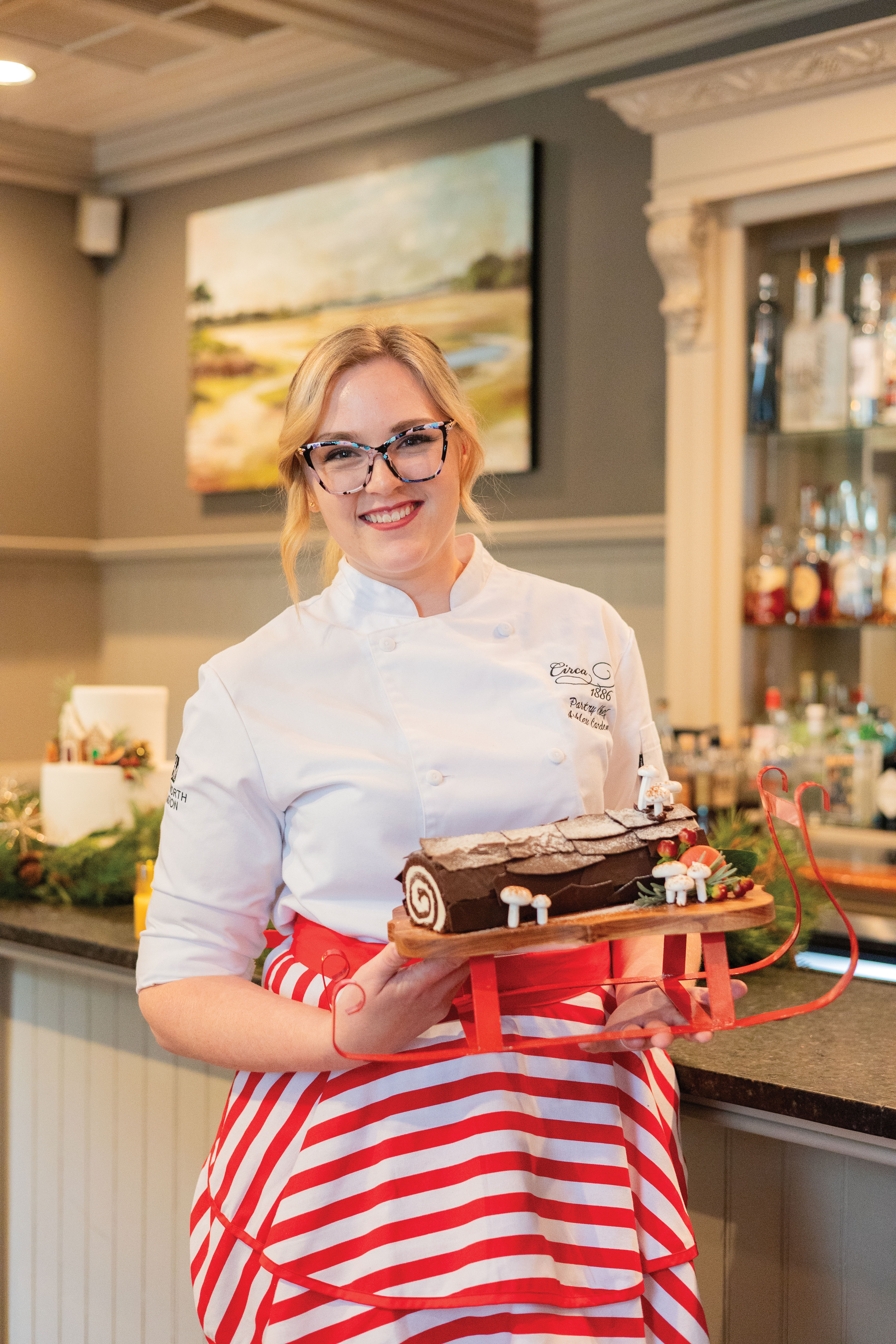 Ashley Cardona oversees pastry production for boutique hotel group Charming Inns, which includes the John Rutledge House Inn, the Wentworth Mansion, and fine dining restaurant Circa 1886.
