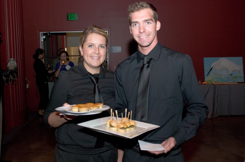 Servers showcase Tomato Pies and Mini-Burgers