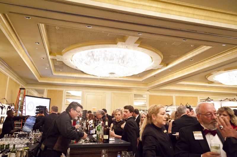 Guests arrived in the beautiful ballroom.