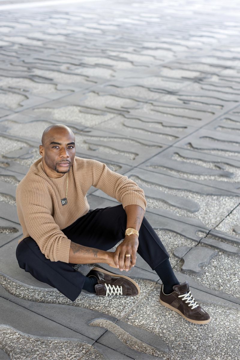 Charlamagne at the IAAM African Ancestors Memorial Garden.