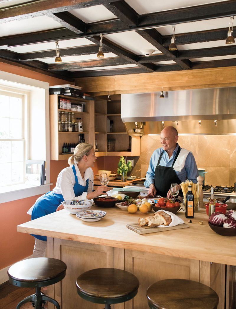 Lynn and Dean prep ingredients for their Italian-inspired menu in the kitchen at Zero George.