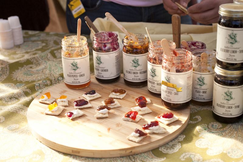 A variety of jellies were available for tasting.