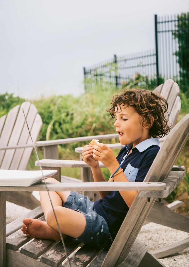 The kids, including son Sante (pictured here) especially love making s’mores.