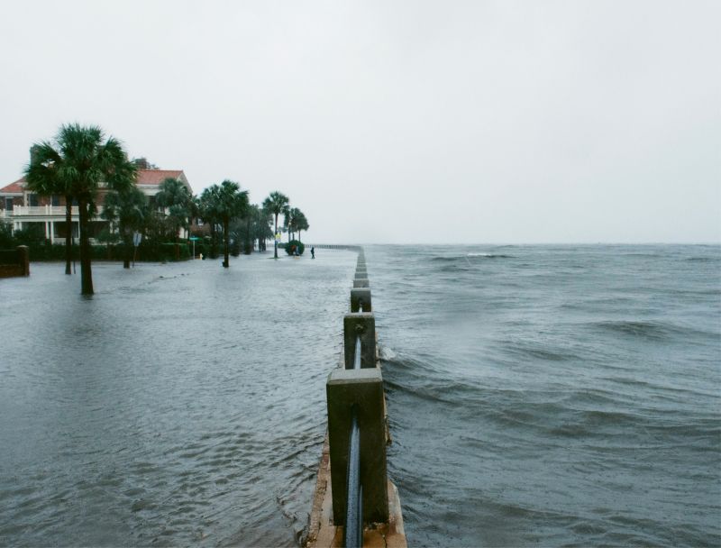 Imperfect Storm: When hurricane inundation, in this case from 2017’s Irma, meets high tide, the Battery gets battered. Pictured here, Murray Boulevard and the Low Battery, with an eight-foot, one-inch tide, one hour and 25 minutes before predicted high tide.