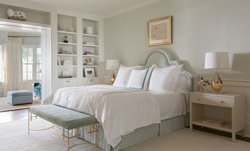 SWEET DREAMS: The serene color palette of the master bedroom and adjoining sitting room allows the ocean view to take center stage.