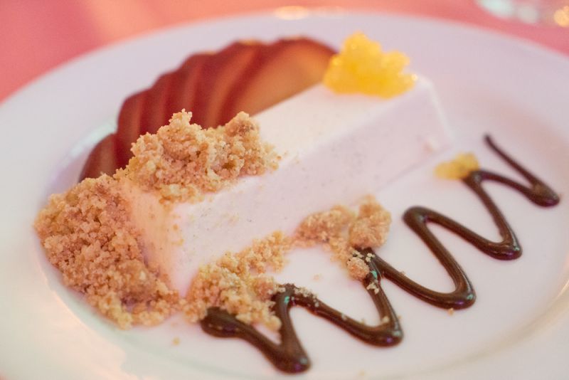 Vanilla citrus cheesecake with a graham cracker crumble