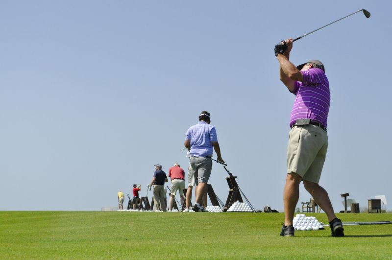 Golfers took in a practice round before hitting the links.