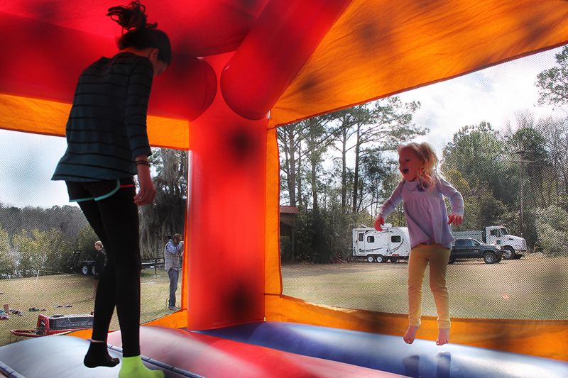 Kids had a blast in the bouncy castle