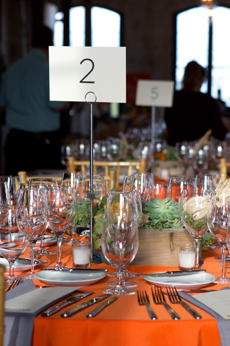 Table arrangements were elegant and autumnal.