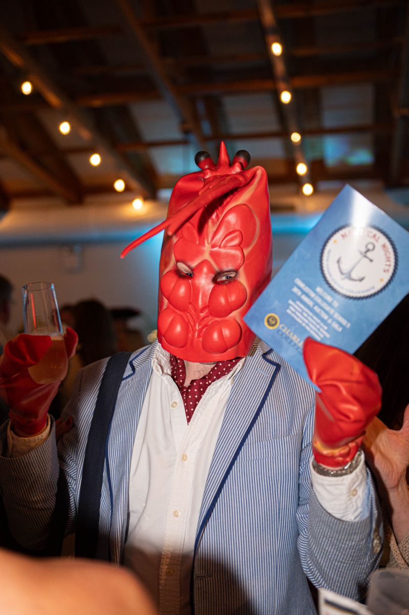 A costumed crustacean participated in the live auction.