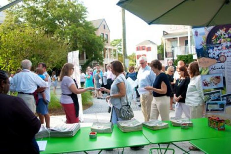 Guests enter Mixson Bath and Racquet Club for the Charleston Wine + Food Festival Ticket Launch party