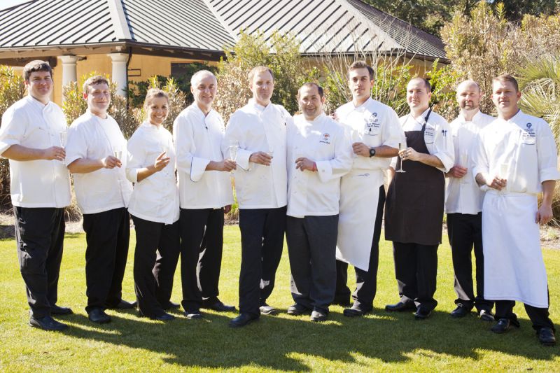 Chefs toasted champagne before the event began.