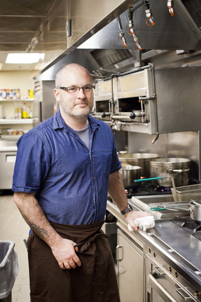 Chef Tarver King of The Restaurant at Patowmack Farm worked on the second course of the night.