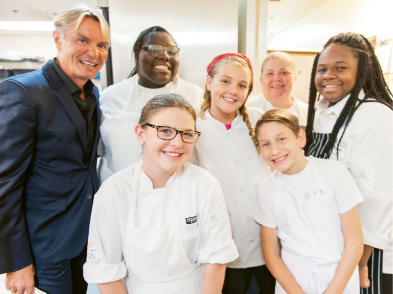 Louie’s Kids founder Louis Yuhasz with Michelle Weaver  and the Little Chefs