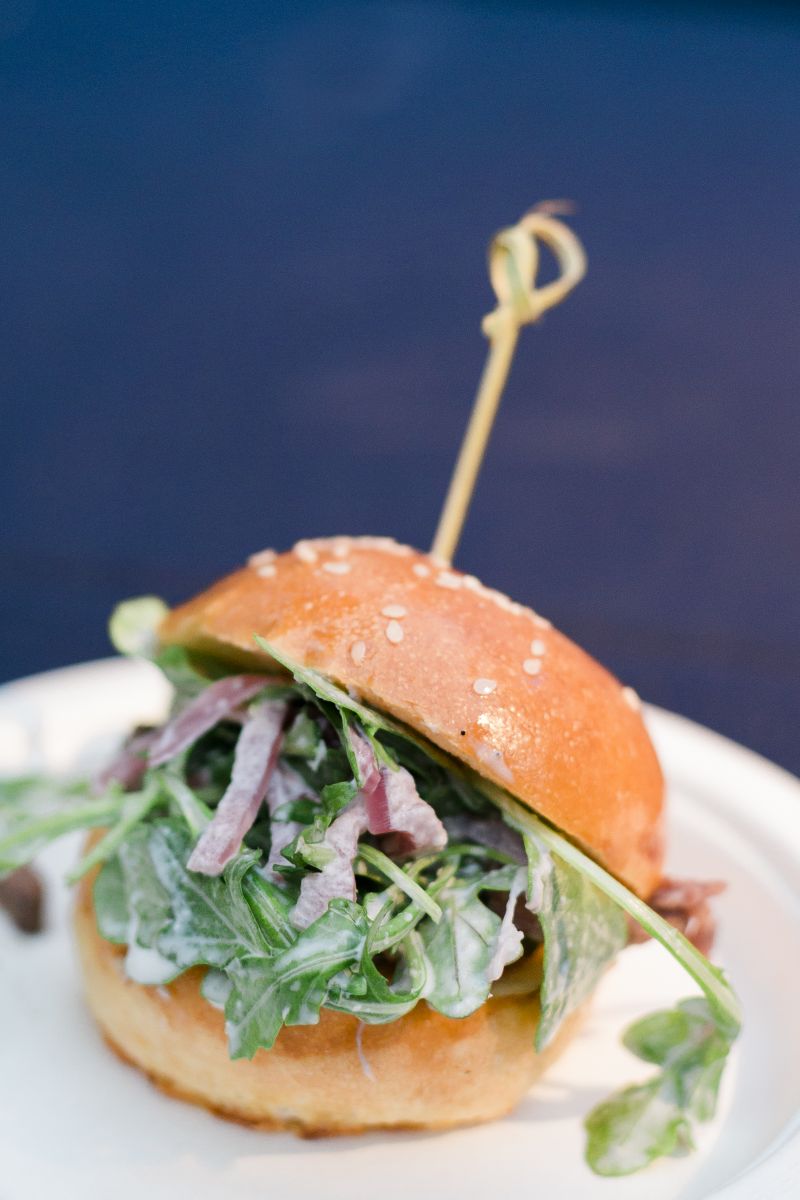 Grill 225 chef Demetre Castanas&#039;s prime beef sliders with pickled red onion, baby arugula, and horseradish ailoli were a hit.