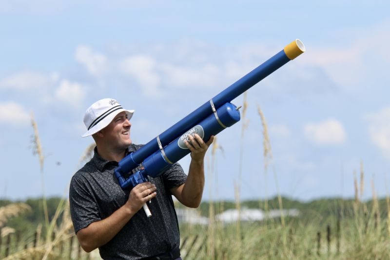 Jonathan Holbrook fired the Boom Golf cannon during the First Tee Golf &amp; Gala event.