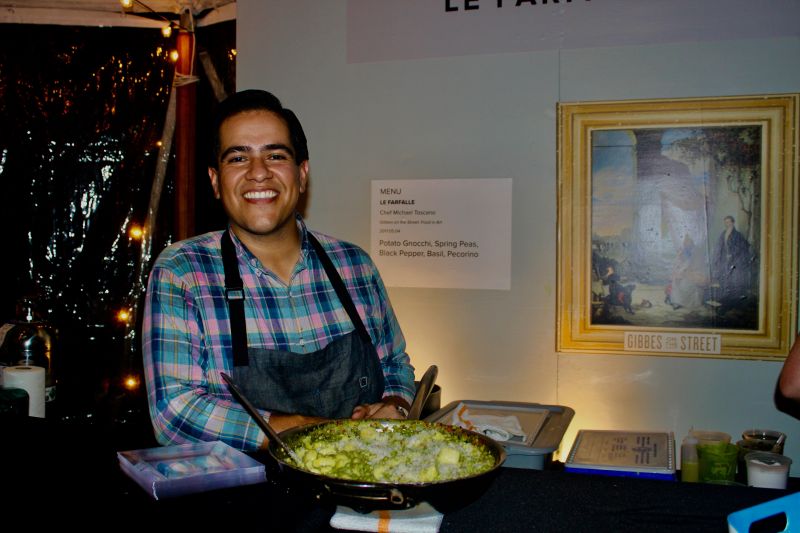 Chef Michael Toscano of Le Farfalle served up potato gnocchi with spring peas, black pepper, basil, and pecorino cheese.