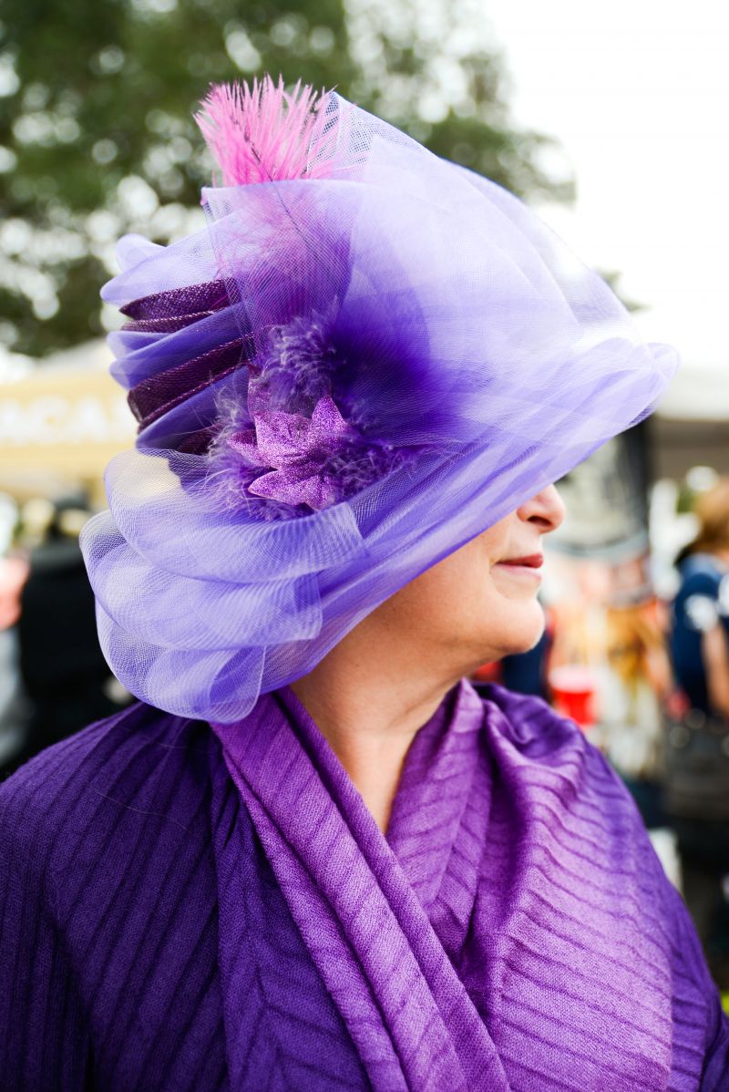 Brenda Taylor displays her hat.