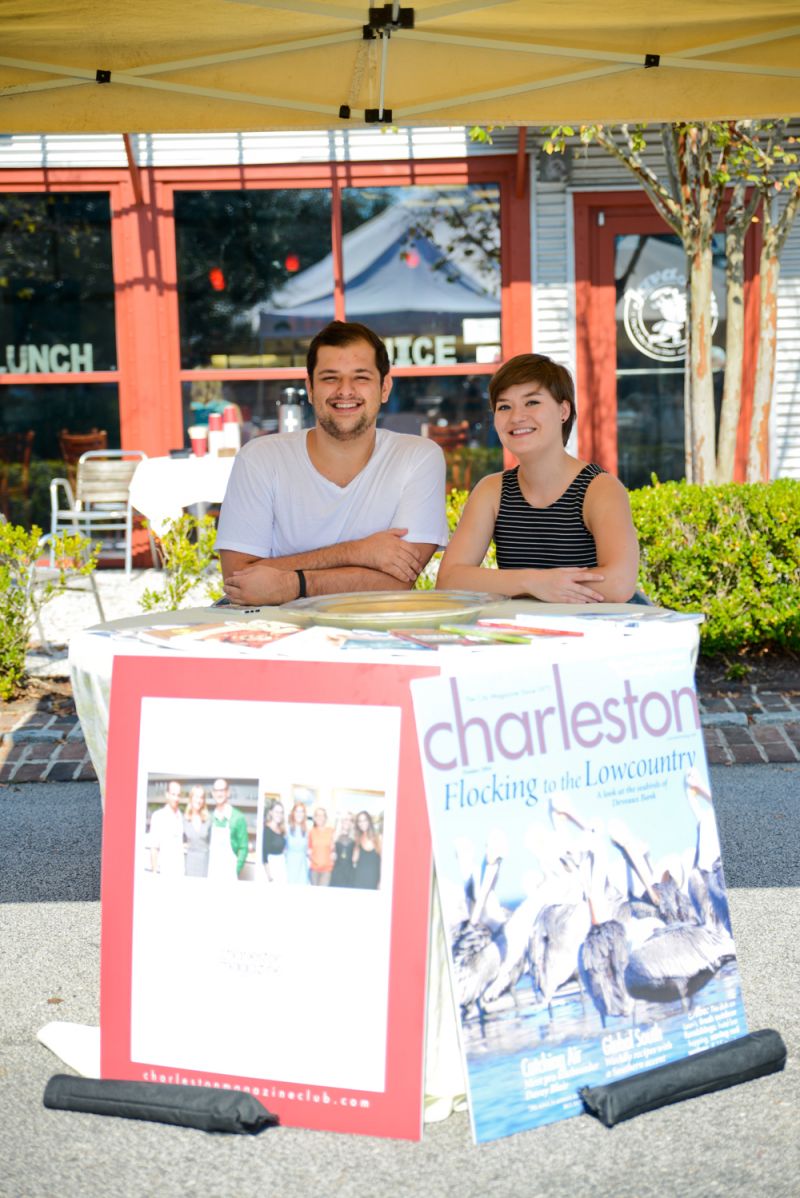 Chase Pardue and Elizabeth Hannah await visitors at the Charleston Magazine booth