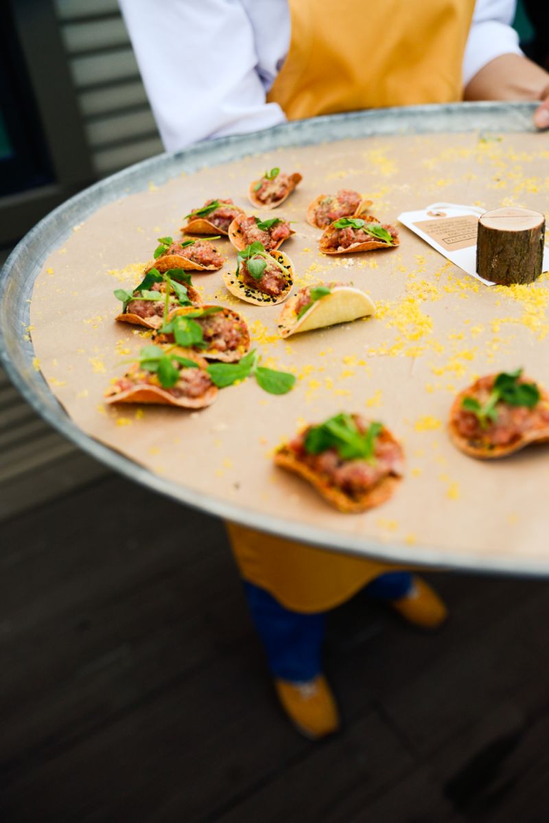 Hors d&#039;oeuvres were served by Oak Steakhouse and The Oak Table