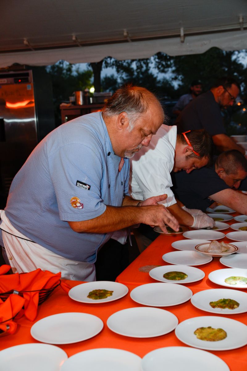 Chef Bob Carter of Rutledge Cab Co.and Carter&#039;s Kitchen prepared chilled Maine lobster, avocado carpaccio, sweet peppers, hearts of palm, and sorrel-lobster vinaigrette