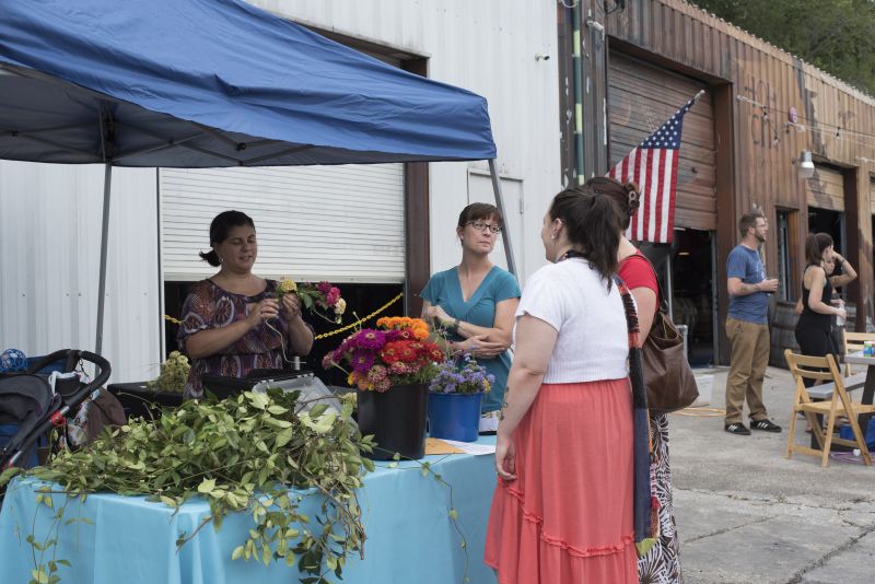 Lori Reale crafted several flower crowns for guests.