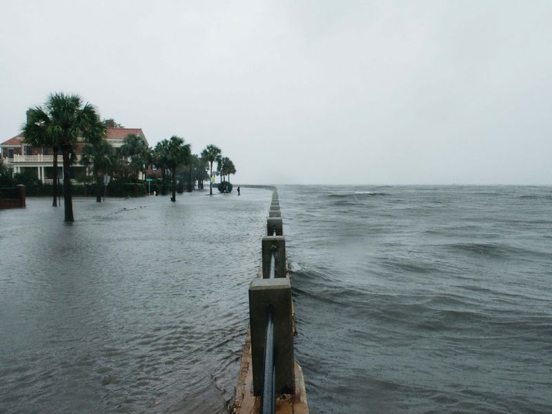 Addressing flooding and the challenges of sea-level rise, increased storm intensity, and “sunny day” flood events are at the top of Mayor Cogswell’s agenda. (Above) Storm surge from Hurricane Irma meets the high tide on Murray Boulevard in 2017.