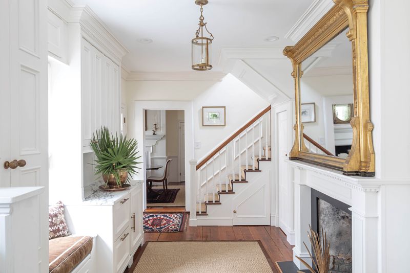 Looking toward the original structure from inside the contemporary addition, designed by Charleston architect Beau Clowney