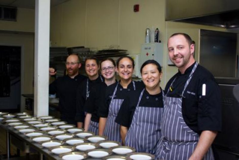 Culinary team Nate Whiting, Jessica Eisenberg, Amanee Neirouz, Nicole Barchaw, Jillian Reilly, and Jordan Moore