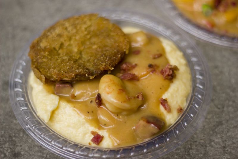 Shrimp and grits with a fried green tomato, courtesy of Iron Gate Catering