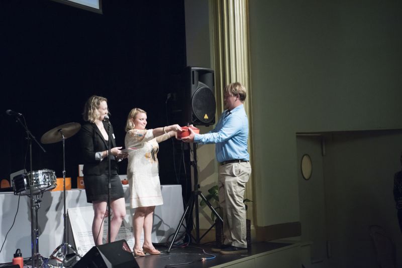 Mark and Kerry Marhefka’s son accepting their award for “The Provider”