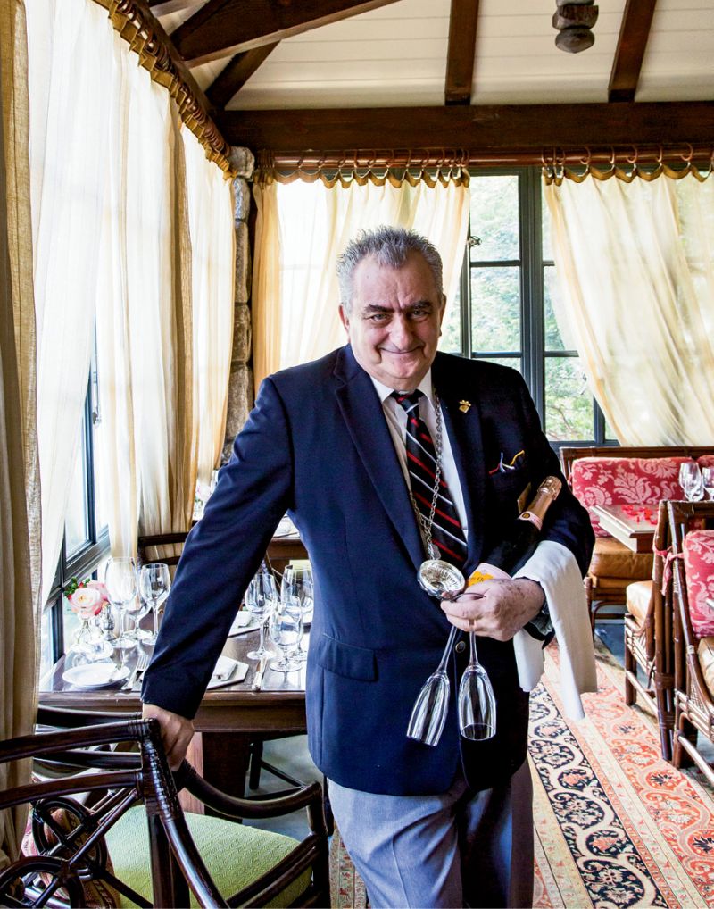 Philippe Brainos, the jocular sommelier at Madison’s Restaurant in the Old Edwards Inn