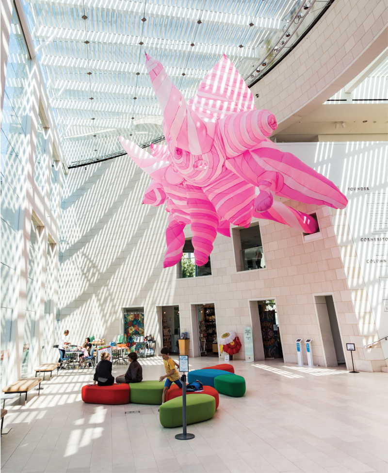 Sunlight pours into the Jepson Center, one of three Telfair Museum sites in downtown Savannah. This building, designed by Moshe Safdie and opened in 2006, houses travelling contemporary art exhibits, including sculptures of Auguste Rodin from September to December.