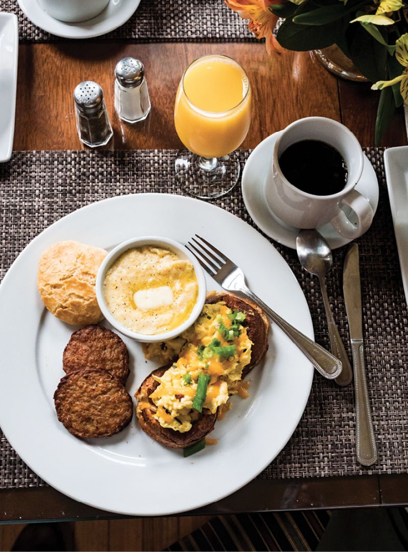 ...breakfast with grits and herbed eggs...