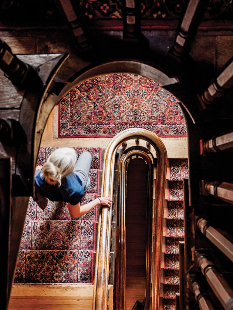 Heading down the staircase at The Kehoe House to breakfast with grits and herbed eggs and chats with storytelling chef Terre Reed