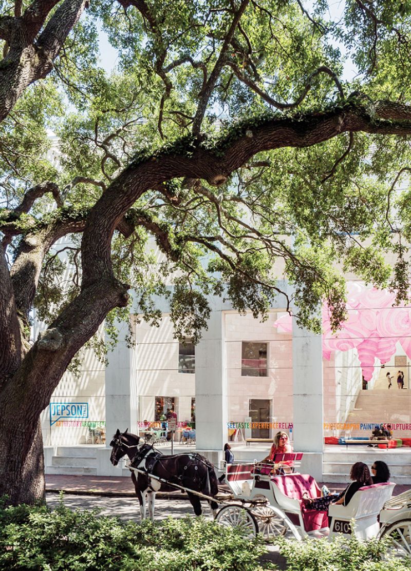 A view of the Telfair Museum’s Jepson Center from Jepson Square.