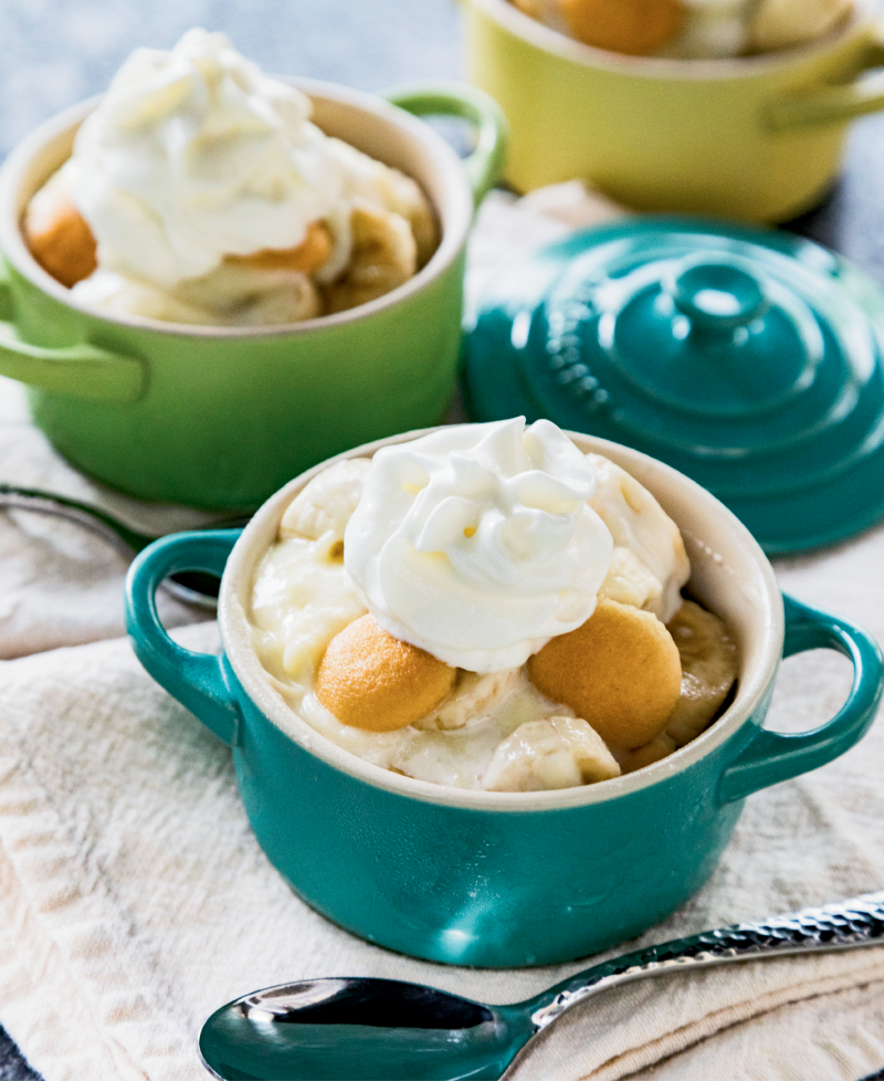 Classic banana pudding tastes like an indulgent dessert, but it’s also a sneaky way to add more fresh produce to the meal—there’s about one serving of fruit in each portion!