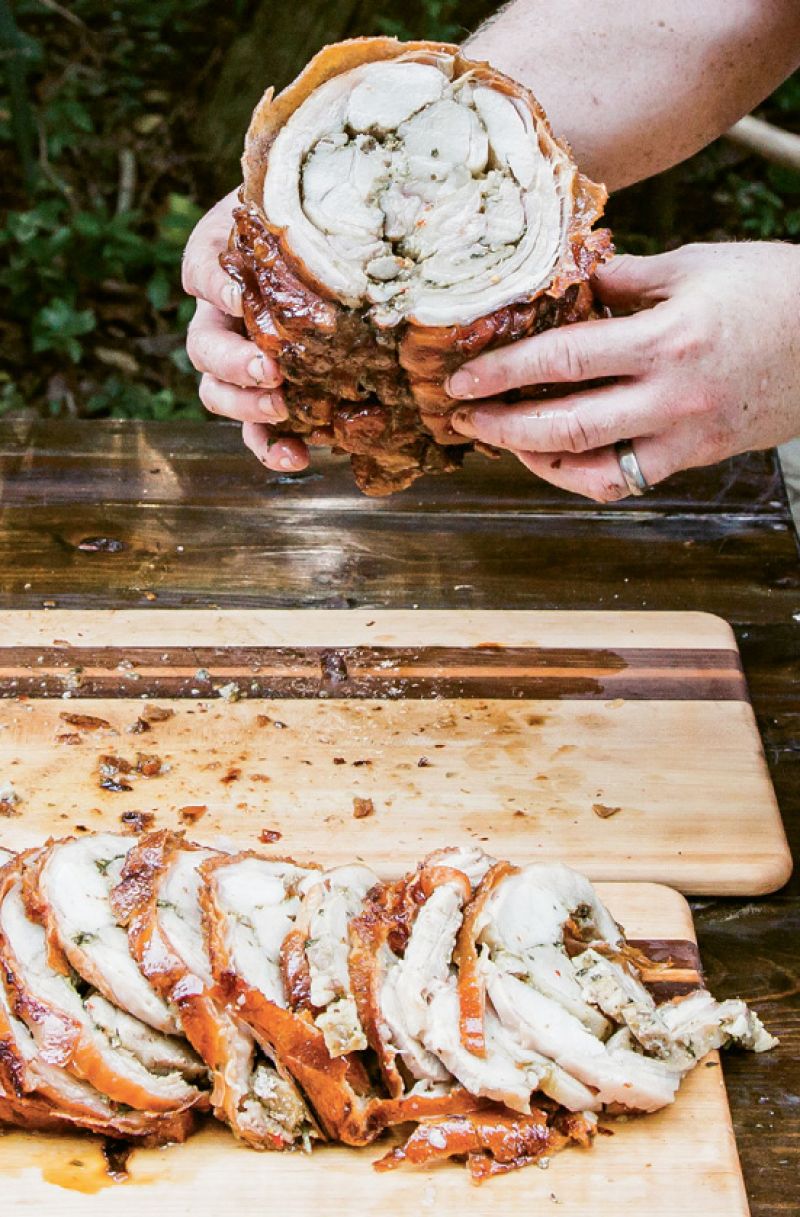 Deihl shows off his juicy porchetta.