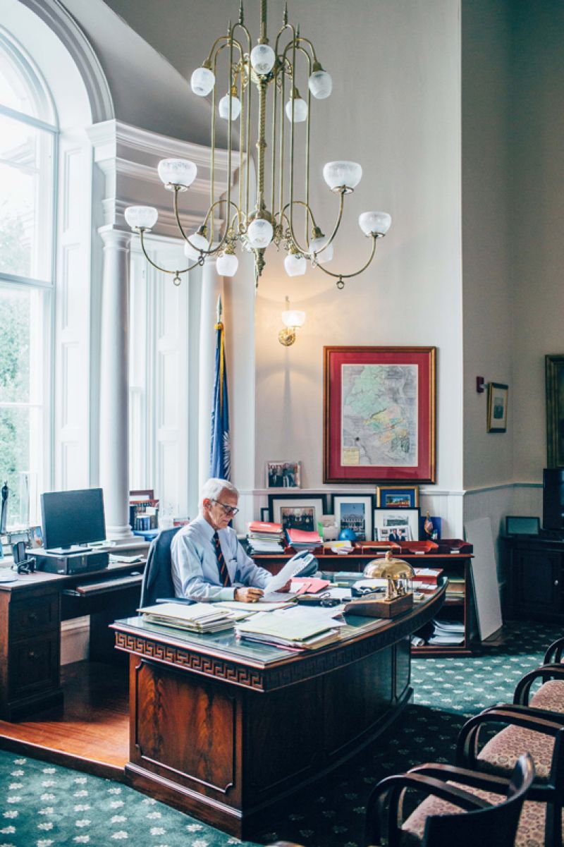 Mayor Riley at his desk overlooking Washington Square in 2014.