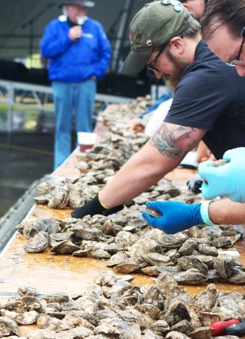 Competition was fierce in the oyster-shucking showdown, hosted by Blue Point Brewing Company.