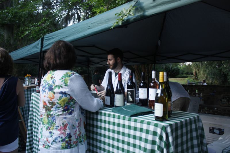 Guests lined up at the beverage tent.