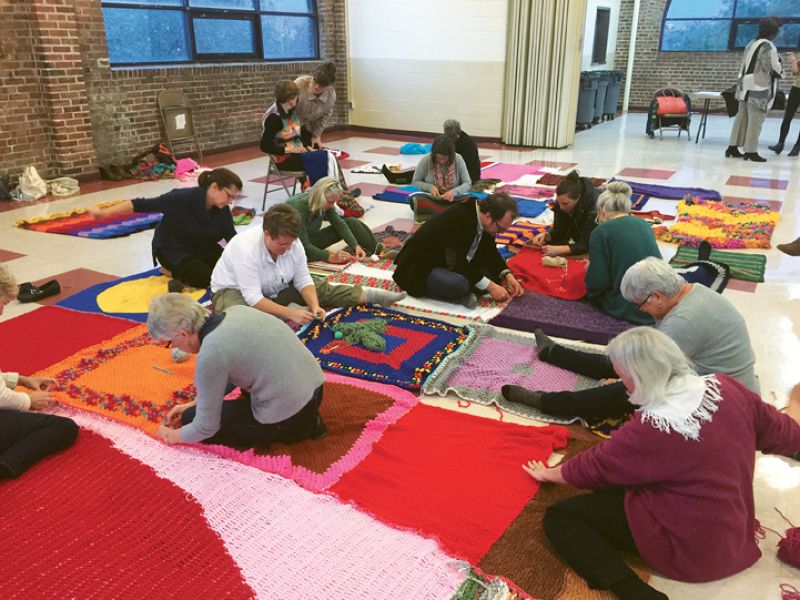 Color Bind: With the intention of “getting proximate” through participatory arts initiatives, Enough Pie is jazzing up the peninsula’s palette in vivid yarn—with knitting circles and “Love Bombs”—and paint, via a radiant mural memorializing Cynthia Graham Hurd at the John L. Dart Branch on King Street.