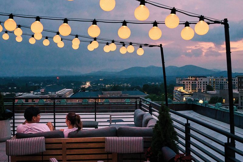 Sunset from the rooftop at The Flat Iron Hotel