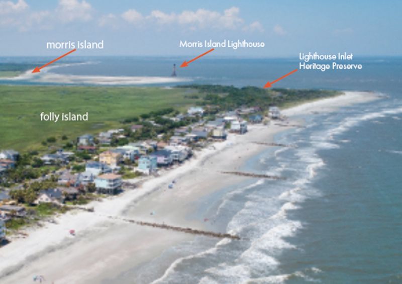 Lighthouse Heritage Preserve at the east end of Folly Beach offers a great view of the lighthouse. (photograph by Andy Lassiter)