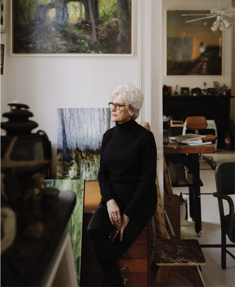 The artist in her studio.