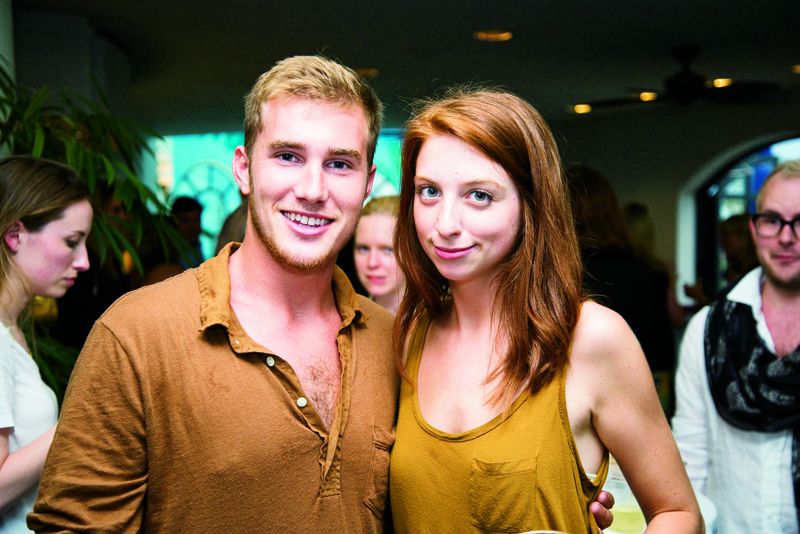 Joe Jacobin and Ashley Hull await the fashion show.