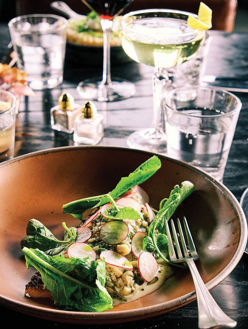 Wood-fired cooking and house charcuterie are on the menu at the elegant Golden Hour restaurant downstairs from The Radical.